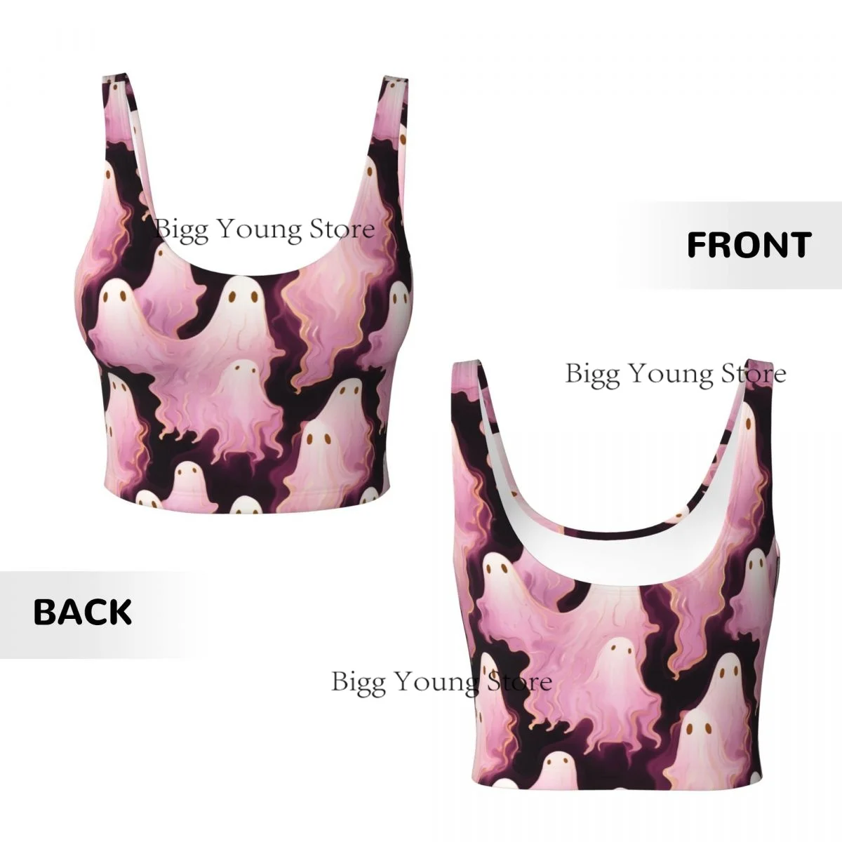 سترة اليوغا النسائية الصالة الرياضية المحاصيل القمم العديد من أشباح الشارع الشهير تجريب تنفس تانك القمم الإناث