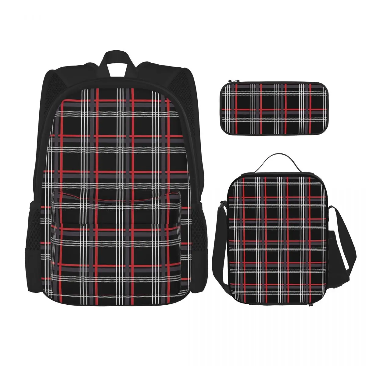 

GTi Tartan Backpacks Boys Girls Bookbag Children School Bags Cartoon Kids Rucksack Lunch Bag Pen Bag Three-Piece Set