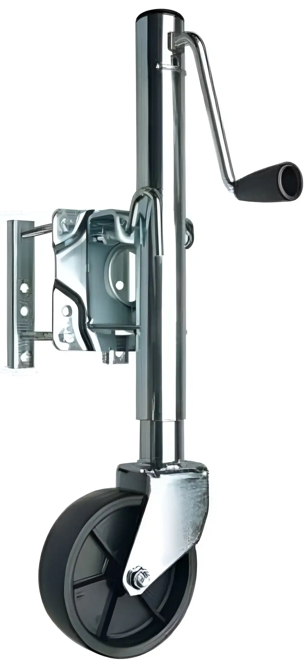 

74410 Trailer Jack, Heavy-Duty Swivel Mount, 6-Inch Wheel, Chrome