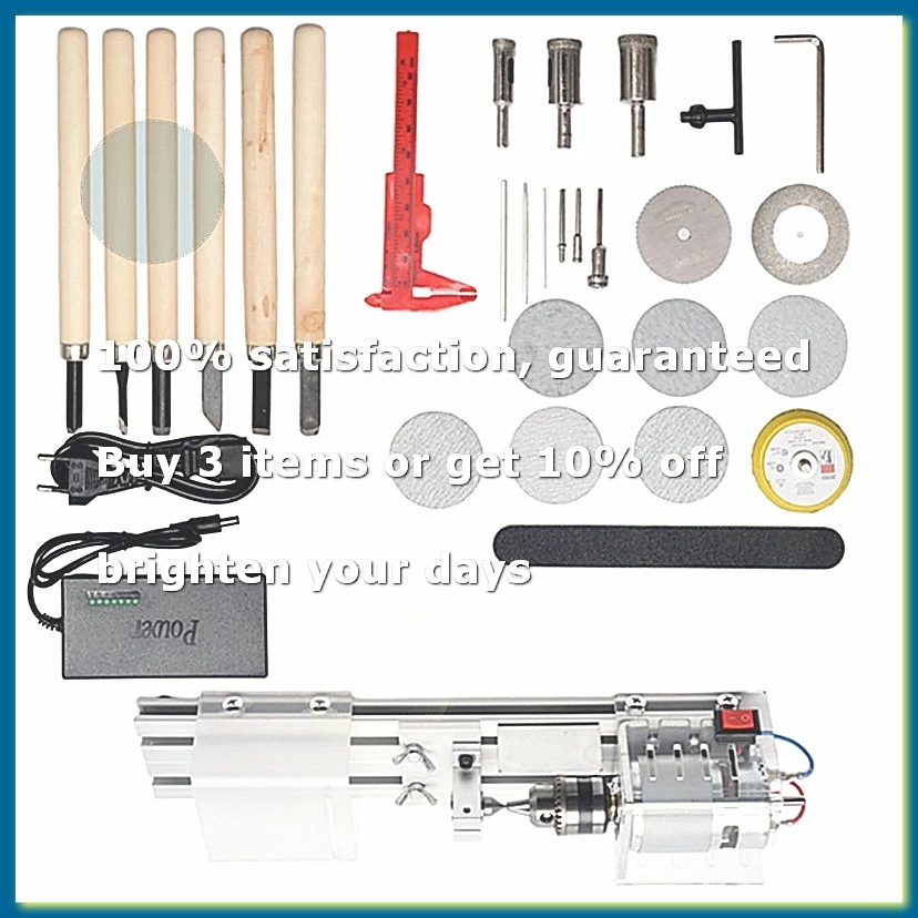 Mini Lathe Machine DIY Woodworking Wood Lathe Milling Machine Grinding Polishing Beads Drill Rotary Tool Set