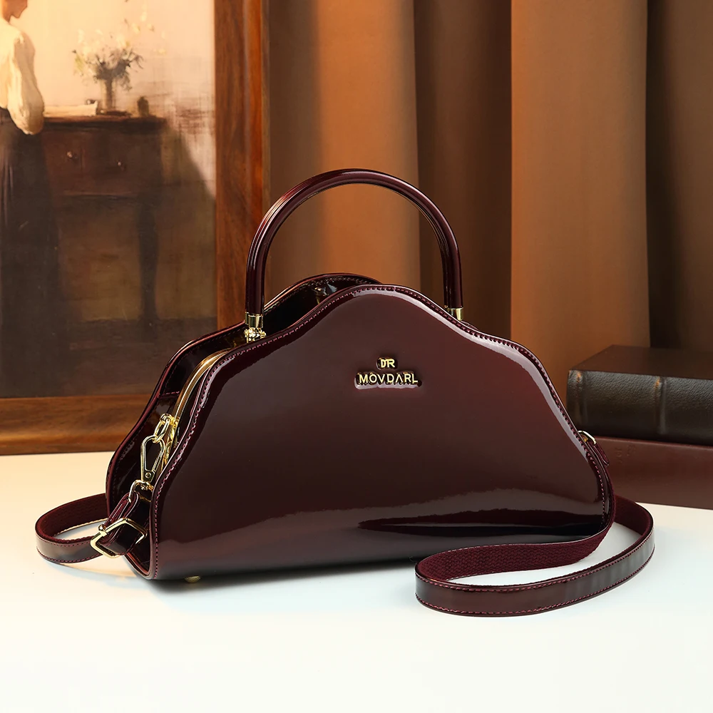 

Retro patent leather shell handbag multifunctional crossbody commuting bag for women's daily commuting shopping bag