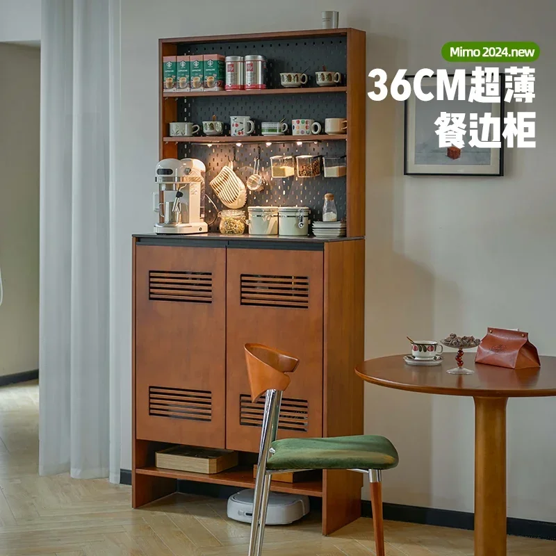 

Retro solid wood rock slab, dining side cabinet, high cabinet hole board, locker small apartment, porch cabinet rack