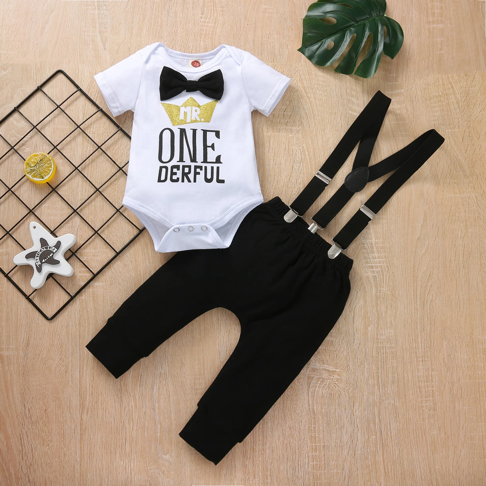 Fashion  Baby Clothes Set Newborn 1st Birthday Party Cake Sash Outfit Infant Crown Print Polo Shirt Romper Photograph Costume