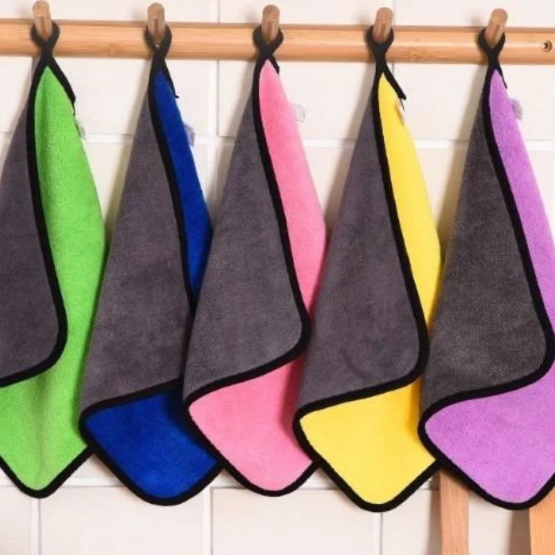 Pack of 5/10 Pieces in Random Colors, Double-Sided Cleaning Towels for Car, Kitchen, and Living Room, Strong Absorbent Towels, Car Cleaning Cloths, Coral Fleece Thickened Small Towels, Multi-Purpose Towels, Practical T - view 6