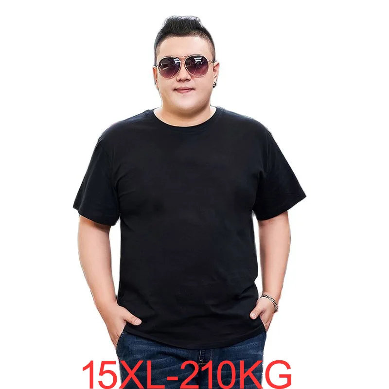 Men\'s Big T-Shirt Large Size 15XL 14XL 13XL 8XL 9XL 10XL 11XL 12XL Short Sleeve Round Neck Loose Casual Black Gray White 210KG