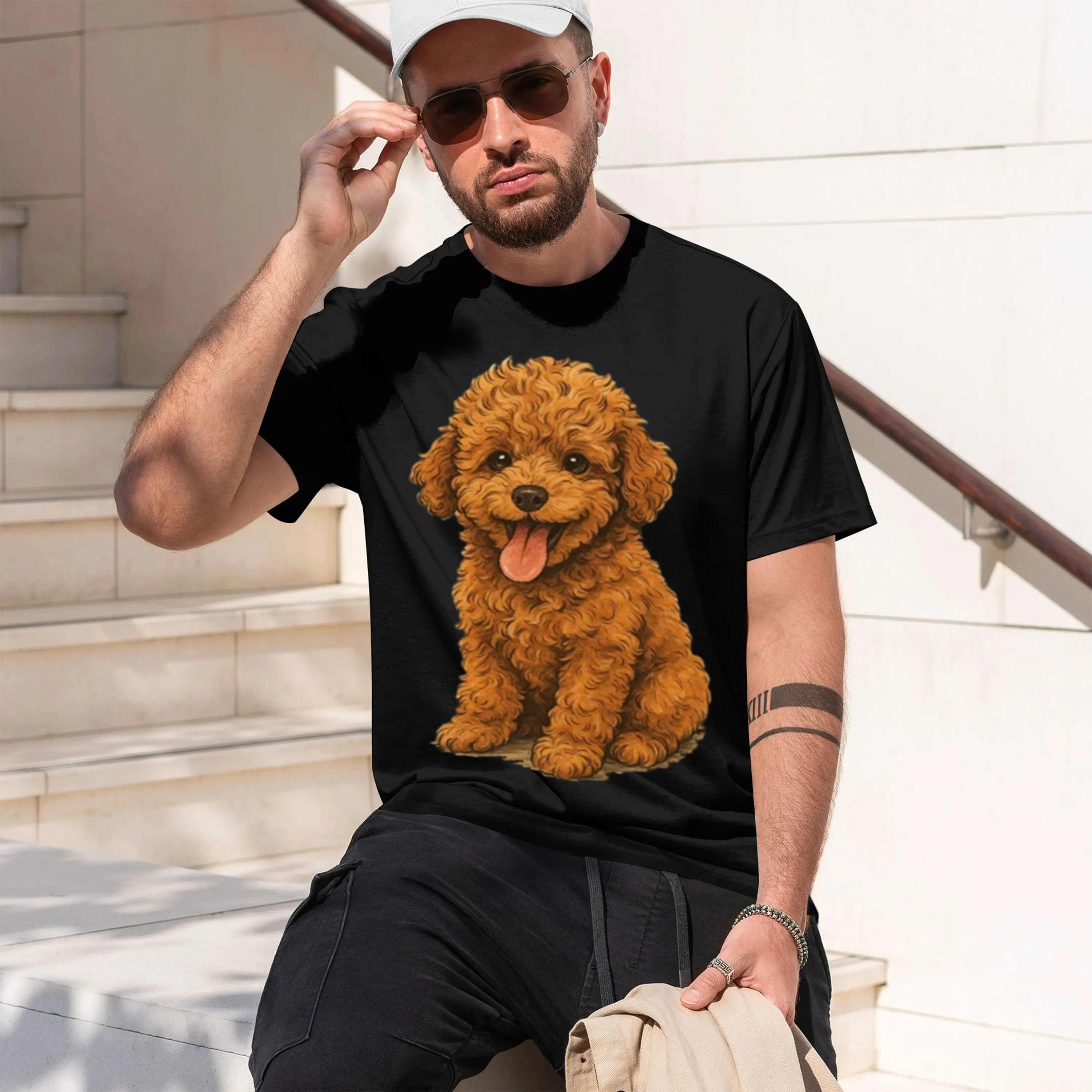 Poodle Puppy Cute Brown Curly g Graph T Shirt Lovely Print Daily Holiday Gift For g Lovers Owners 2026 New Model Men’s Short-sle