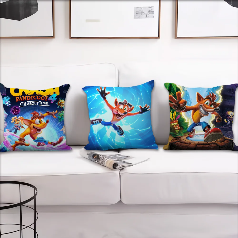 Game Cartoon Crashs cushion cover Pillow Case Sofa Bedroom Living Room B-Bandicoot Office Bedside Table Backrest Printing Square