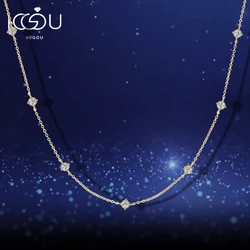 IOGOU 3mm D0.70CT Moissanite Diamond Necklaces Woman 925 Silver Clavicle Chain High Quality Fashion Neck Jewelry Gift 2024 Trend