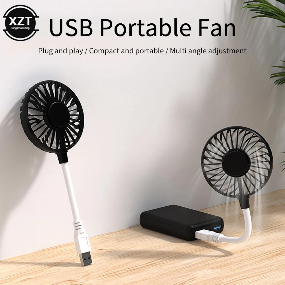 Ventilador portátil USB con ángulo ajustable, pequeño, silencioso, adaptador de corriente, para oficina y dormitorio