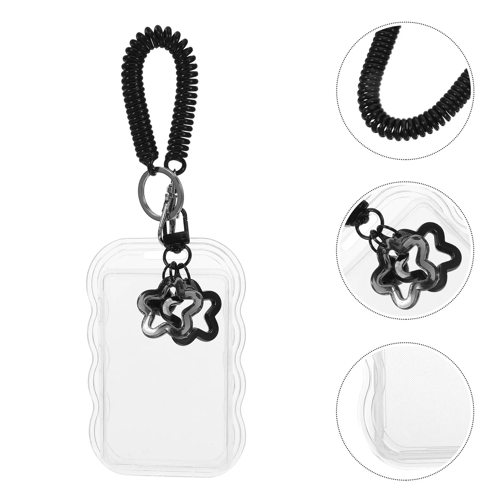 

2Pcs Star Keychain Id Badge Holder Clear Acrylic Photocard Protector for School Office Transparent Card Sleeve Id Card Case