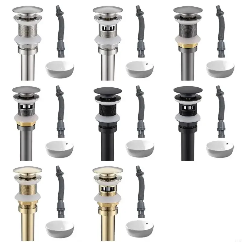 

Bathroom Push Button Sink Plug Sink Stopper Bounce Type Sink Drain Plug with Drain Pipe Basins Sink Drain Waste Stopper