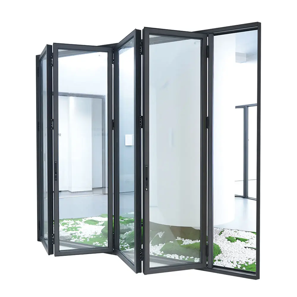 

Waterproof for Household Use Stacking Door Tempered Glass Aluminum Frame Folding Doors High Quality Accordion Folding Doors