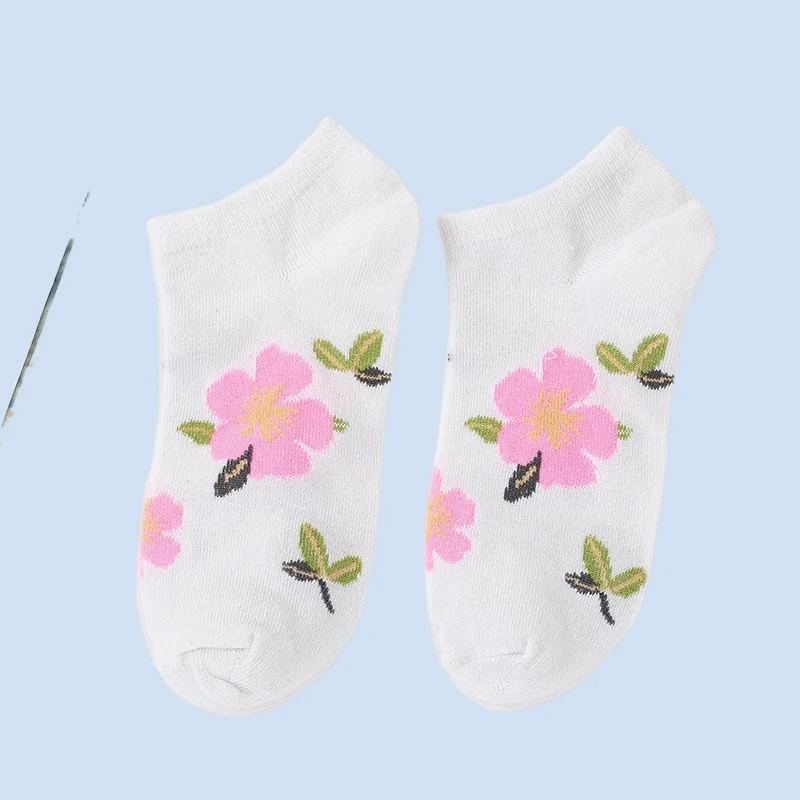 5/10 Pairs Spring and Summer Socks Women's Short Socks Boat Socks Thin Small Flower Shallow Mouth Socks Women's Invisible Socks