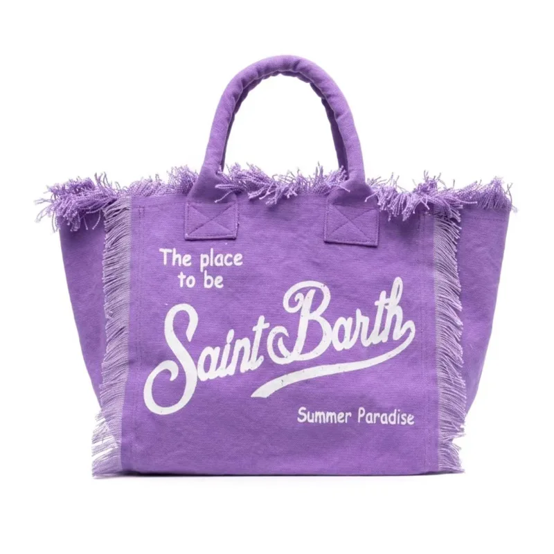 SAINT BARTH Commuter-Bolso de mano de gran capacidad para mujer, bolso de viaje a cuadros a rayas, práctico, con borlas, hecho a mano