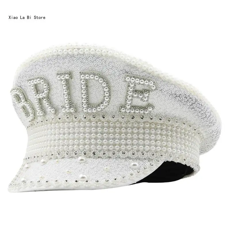 

Pearls Captain Hat Hat for Bachelorette Party Stage Dancing XXFD