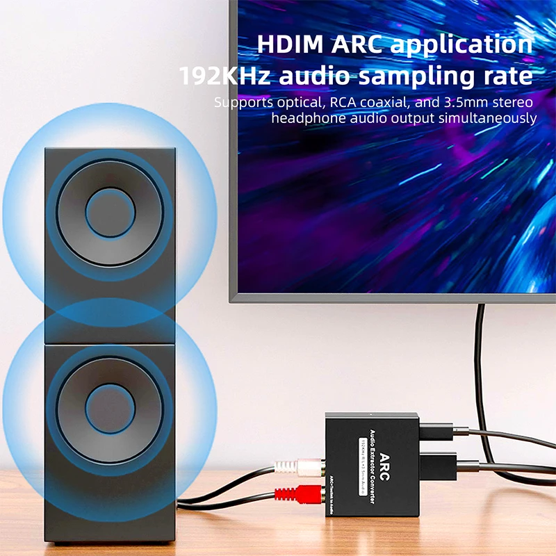 192KHz ARC Audio Extractor DAC Adapter HDMI ARC SPDIF Optical or Coaxial to 3.5mm L/R Stereo Digital to Analog Audio Converter view 3
