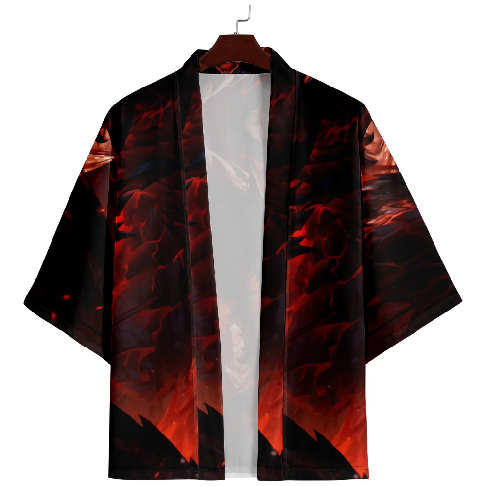 Streetwear Anime Dragon Print Shirt Clothing Traditional Haori Kimono Women Men Japanese Anime Asian Cardigan Yukata