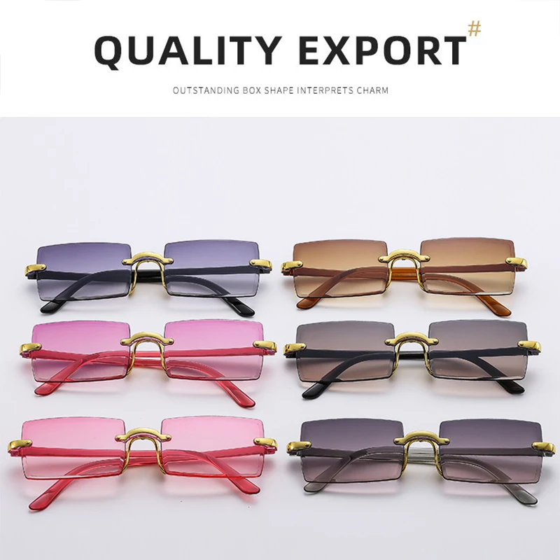 

Women's Glasses in Trend Square Without Frame Sunglasses Men's Eyepieces Vintage Sunglass Popular Outdoor Polarized Luxury Brand