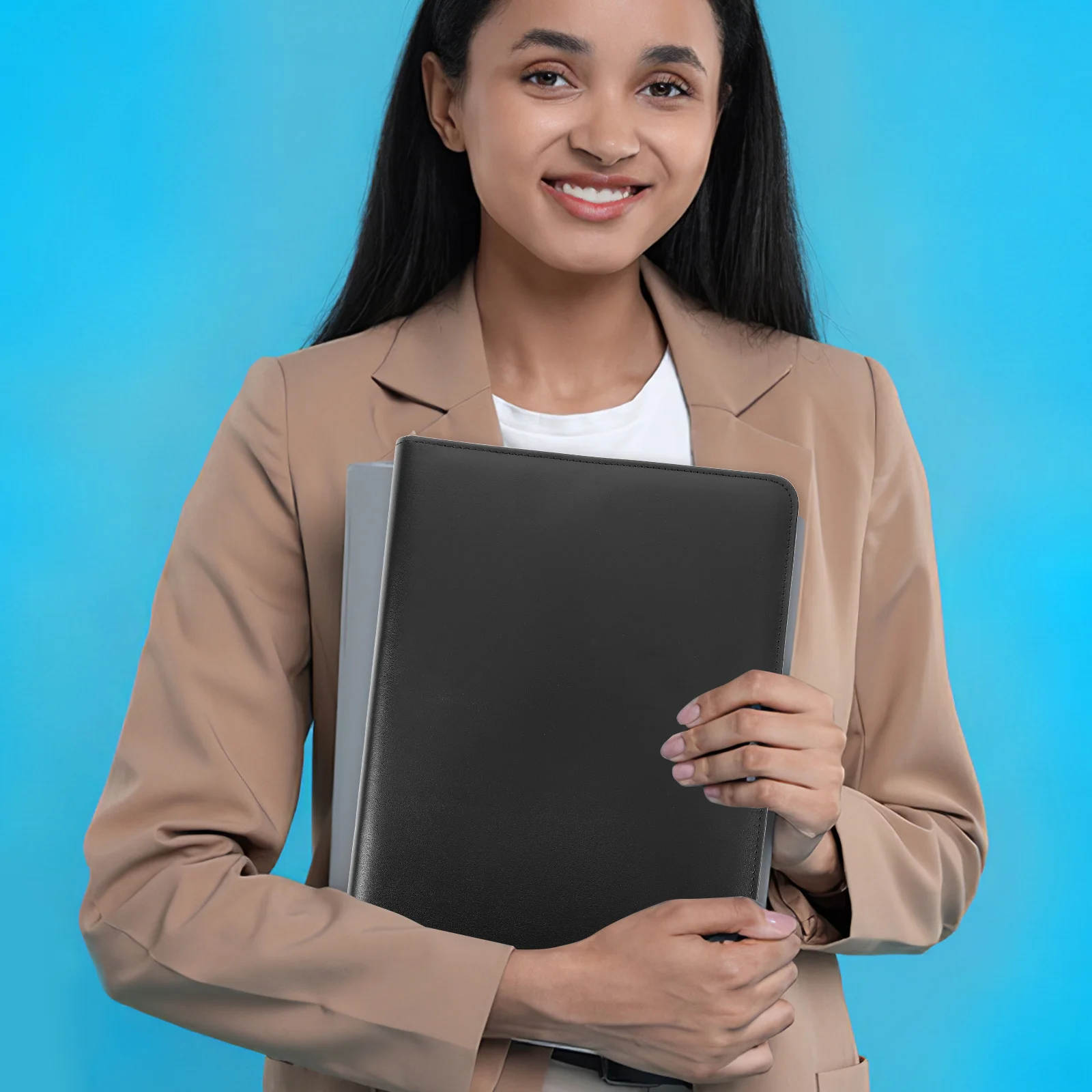 1 Set A4 Zipper Folder Waterproof Portfolio Organizer With Notepad Holder Calculator Pocket Card Slots Business Office Padfolio