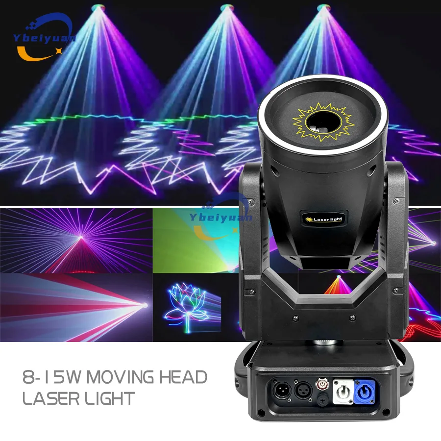 

Новый сценический лазерный светильник с подвижной головкой 8 Вт 10 Вт 15 Вт DMX512 с эффектом луча DJ Light Профессиональное свадебное украшение Диско-свет для клуба