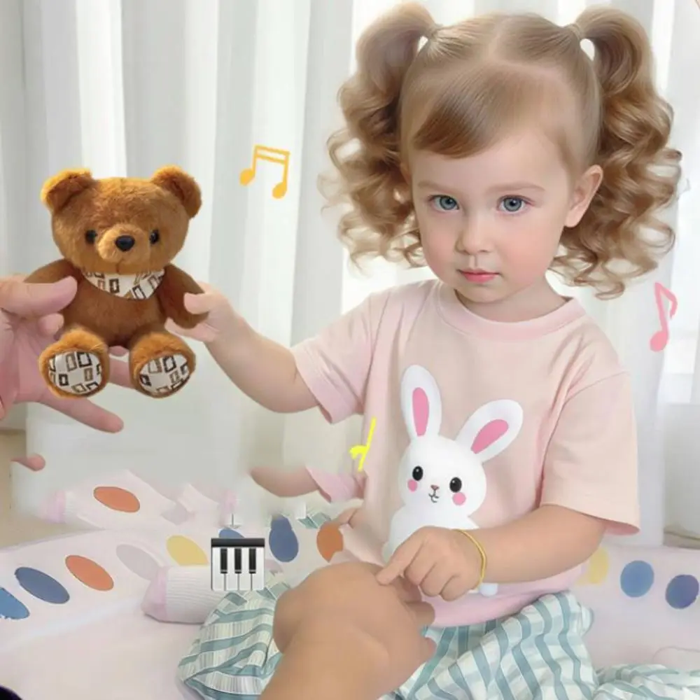 

Induction Rhythm Piano Drooping Ear Rabbit PP Cotton Soft Little Bear Keychain Sound Music Fluffy Induction Beat