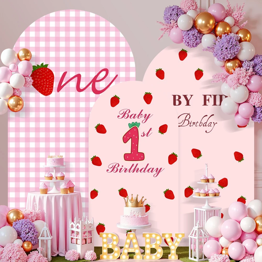 

Фон для фотосессии на день рождения, односторонний, с клубнично-розовой сеткой, для детских праздников, девочек, портретов