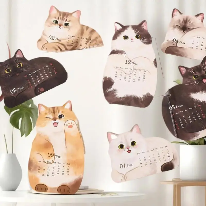 △ Cat Dog Series Desk Calendar Table Planner Yearly Agenda Organizer Memo Notes For Home Office School Daily Scheduler
