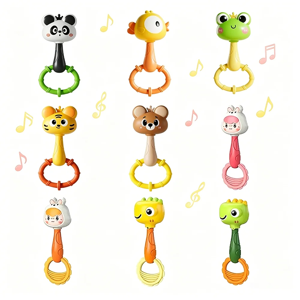 Cartoon Animal Rattle Handbell, Newborn Sensory Development Grasp Learning Toy, Baby Chew Kids Early Education Puzzle Boys Gifts