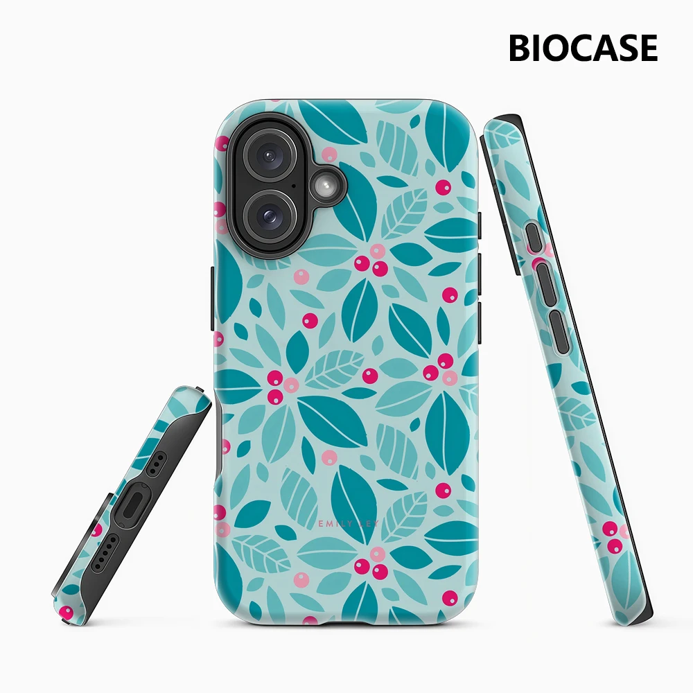 Blaugrüne Blätter und Beeren IPhone 17 Must-Haves Handyhülle für IPhone 17 16 15 14 13 12 11 Pro Max Plus Doppelschichtige Rückseite