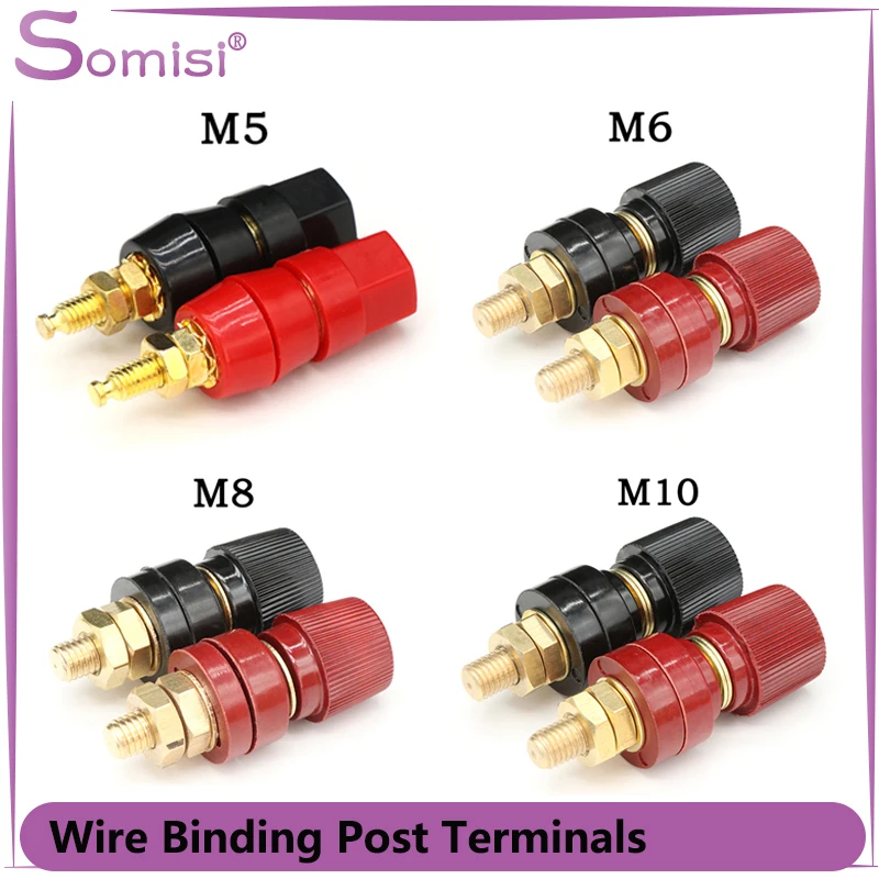 Black Red Wire Binding Post Thread Screw M5 M6 M8 M10 Lithium Battery Weld Inverter Clamp Power Supply Connect Terminal Splice