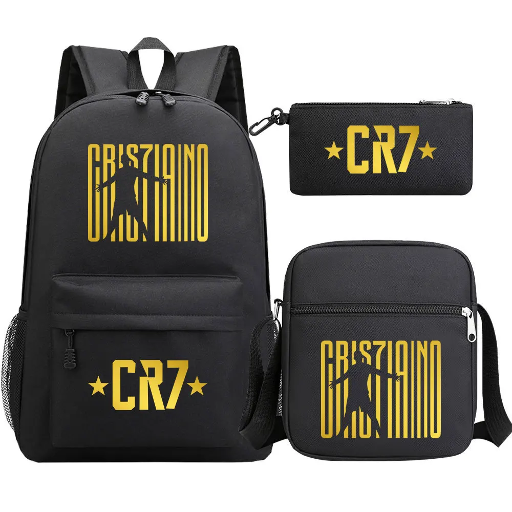 Football Ronaldo CR7 Backpack 3pcs/set School Bags for Girls Boy Laptop Travel Knapsack Women Rucksack Shoulder Bags Pen Case