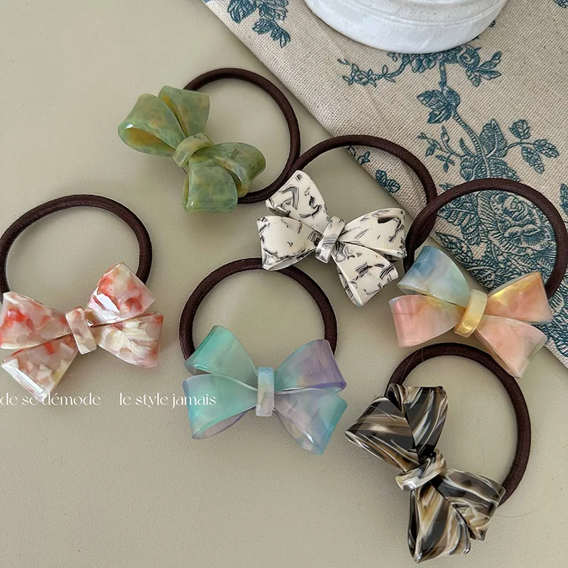 French Acetic Acid Bow Hair Loop Cute and Exquisite Headstring Tie Hair Band Simple and Elegant Style Hair Accessories New Style