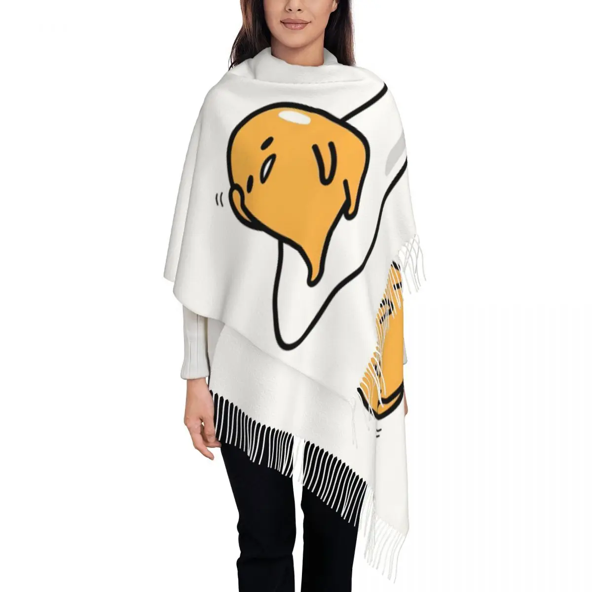 Gudetama The Lazy Egg Logo Shawl Wraps for Women Winter Long Soft Scarf Neckerchief Shawl Scarves