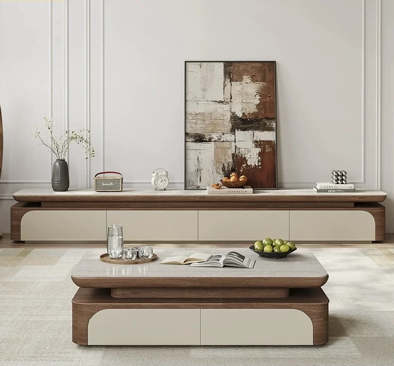 

TV Stand Living Room Household New Small Home Flooring Antique Style Rock Plate TV Table