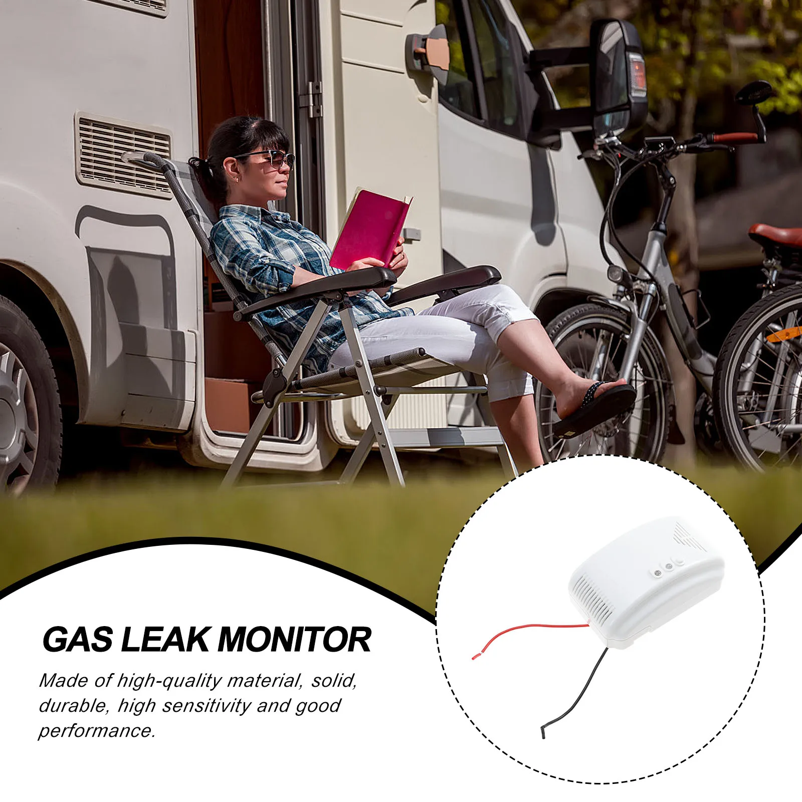 Sensor de fugas de gas natural Alarma de alta sensibilidad para vehículos Rv Seguridad duradera Natural