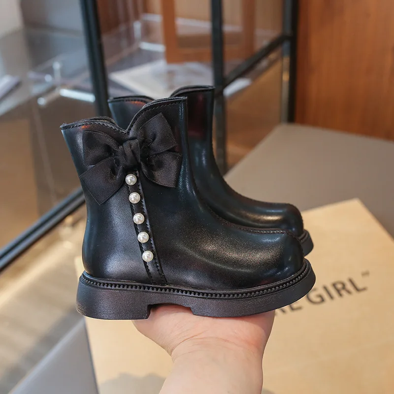 

Kids'Casual Boots Ankle Boots PU Leather Winter Shoes For Girls Warm Anti-slip Black Beige Shoes Size 26-36