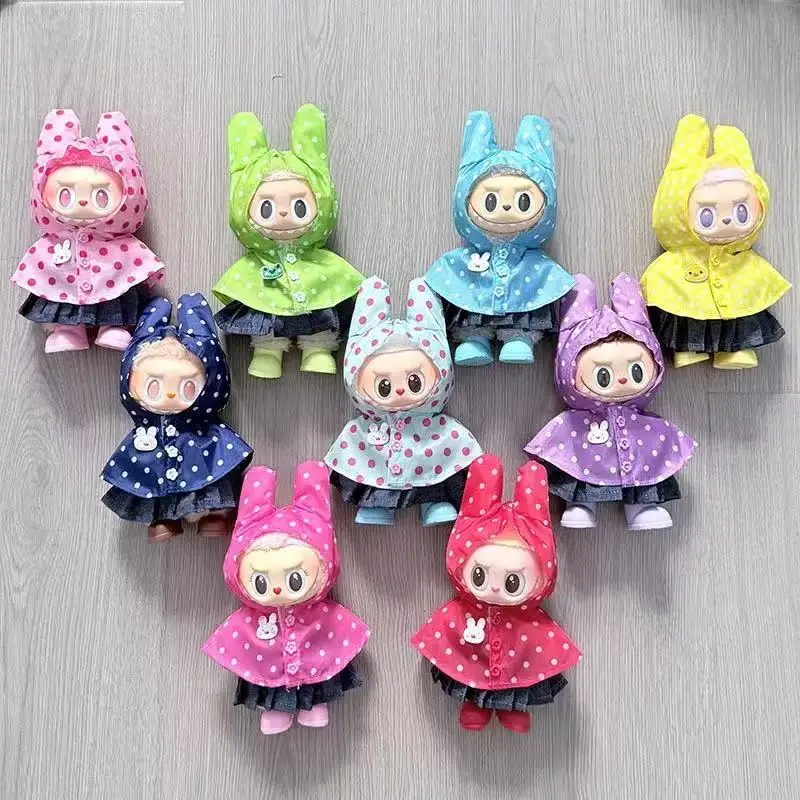 

Mini Doll'S Clothes Outfit Accessories For Korea Kpop Exo 15-17cm Labubu Idol V1 V2 Green Yellow Raincoat hat set Clothing Gift