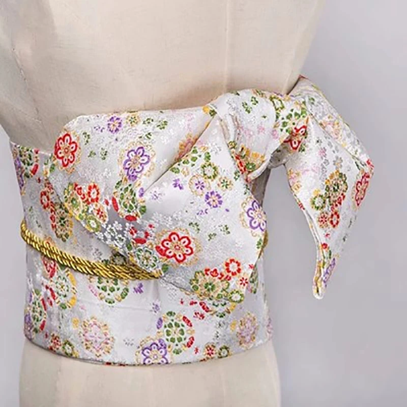 Kimono Waist Belt Women Japanese Luxury Brocade Bow Sakura Kimonos Waist Belt Cosplay Back Three-dimensional Kimono Accessories