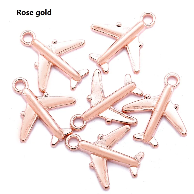 30pcs 17*15mm 5 Colors  Travel Aircraftplane Zinc alloy Charm Pendant DIY Bracelet necklace Jewelry Making