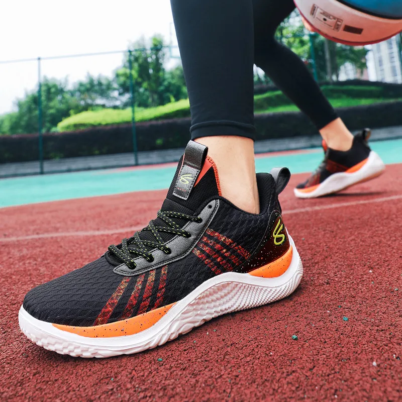 Fashion Orange Basketball Sports Shoes Unisex Outdoor Breathable Mens Basket Sneakers Non-slip Men Athletic Shoes Big Size 36-46