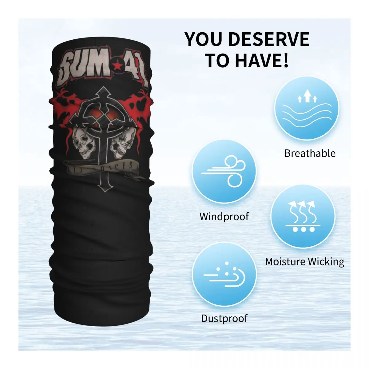 Sum 41 Bandana con estampado para hombre y mujer, pañuelo multifuncional para el cuello, máscara transpirable para correr