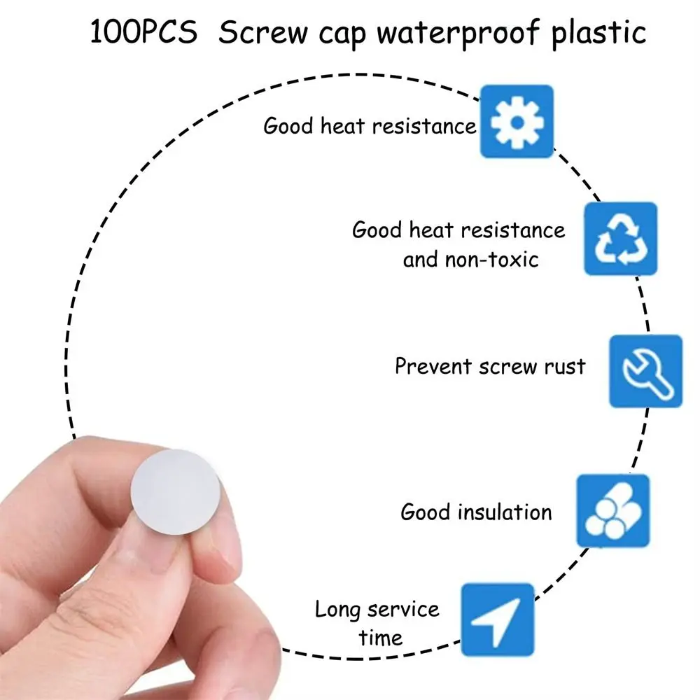 100 PCS 17mm Plastic Nuts Bolts Covers Screw Cap Exterior Protective Caps Three in One Eccentric Wheel Cover Screws Caps