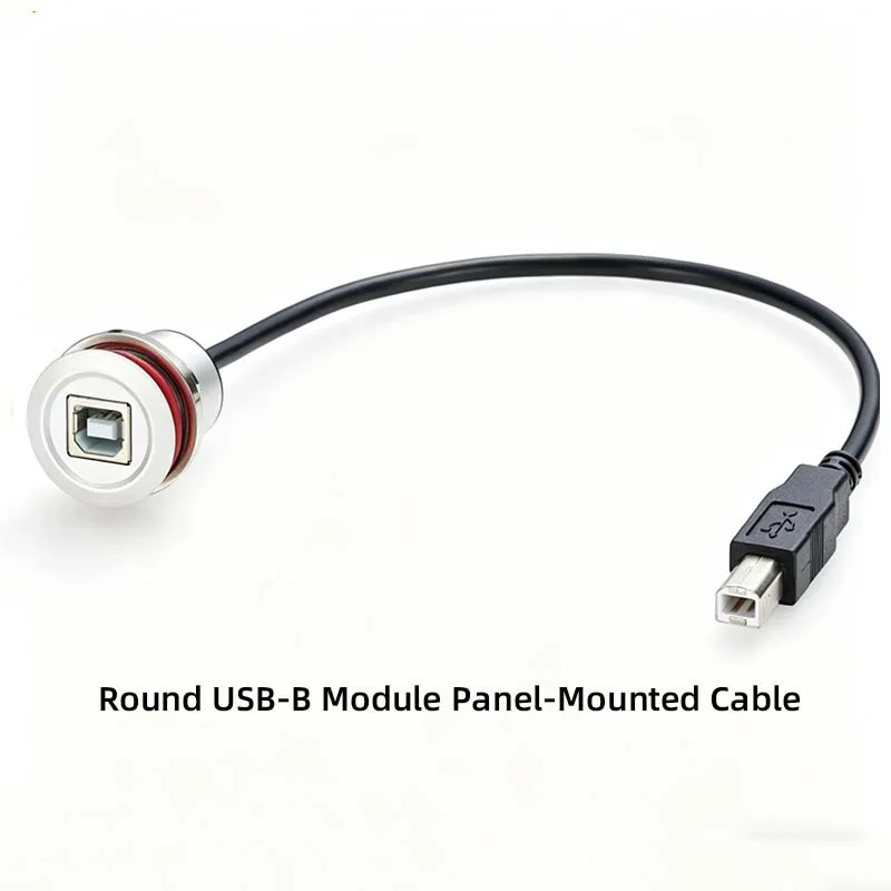 Metal Circular USB-B Module Socket Cable | Panel-Mounted USB Data Transfer Dock Extension Cable