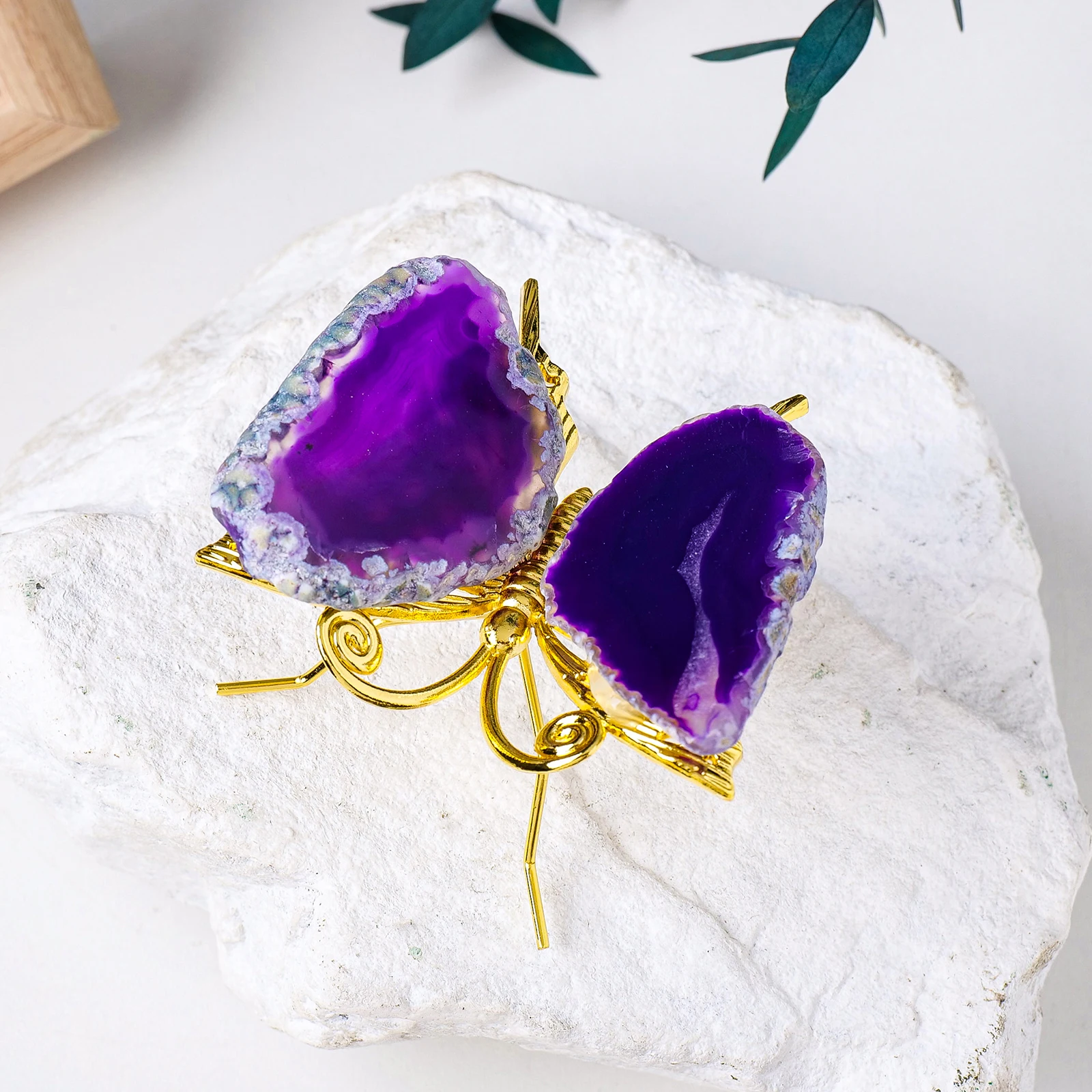 1PC Natural Agate Sheet Butterfly Healing Stone Gravel Animal Mineral Specimen Crystal Crafts Series Home Decoration Gift