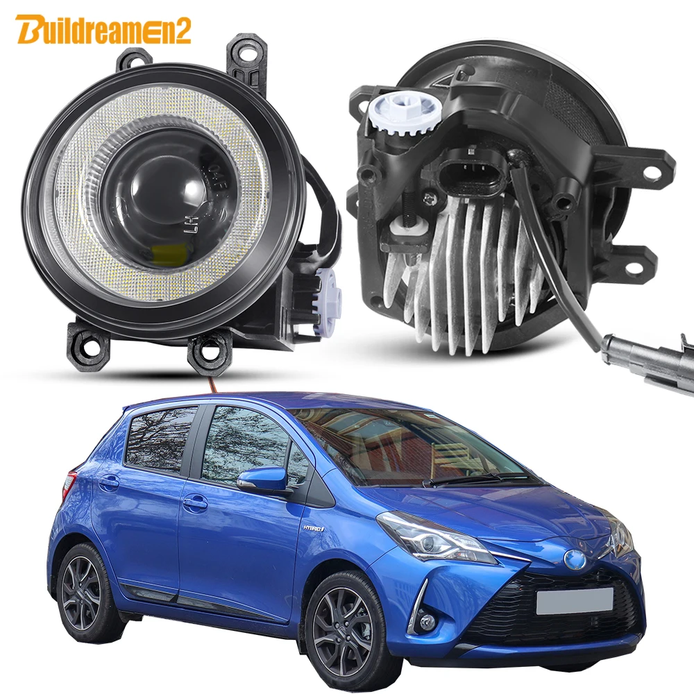 2 X 40W Car Fog Light Assembly 4000LM LED Lens Angel Eye DRL Daytime Running Lamp For Toyota Yaris (_P13_) Hatchback 2010-2019