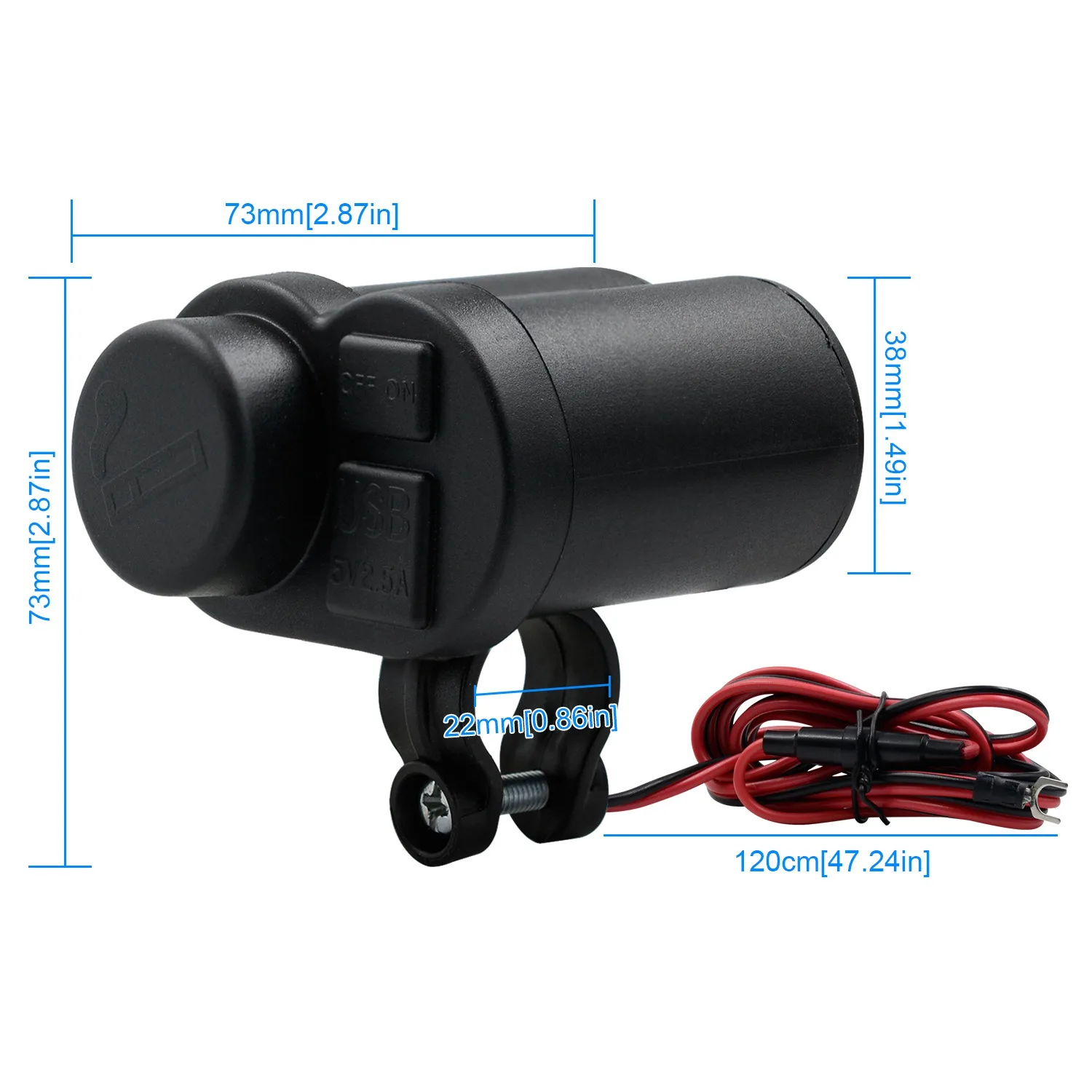 Motorcycle USB Charger Phone 12V Cigar Lighter Socket Dual USB Motorcycle Lighter Socket Charger Waterproof