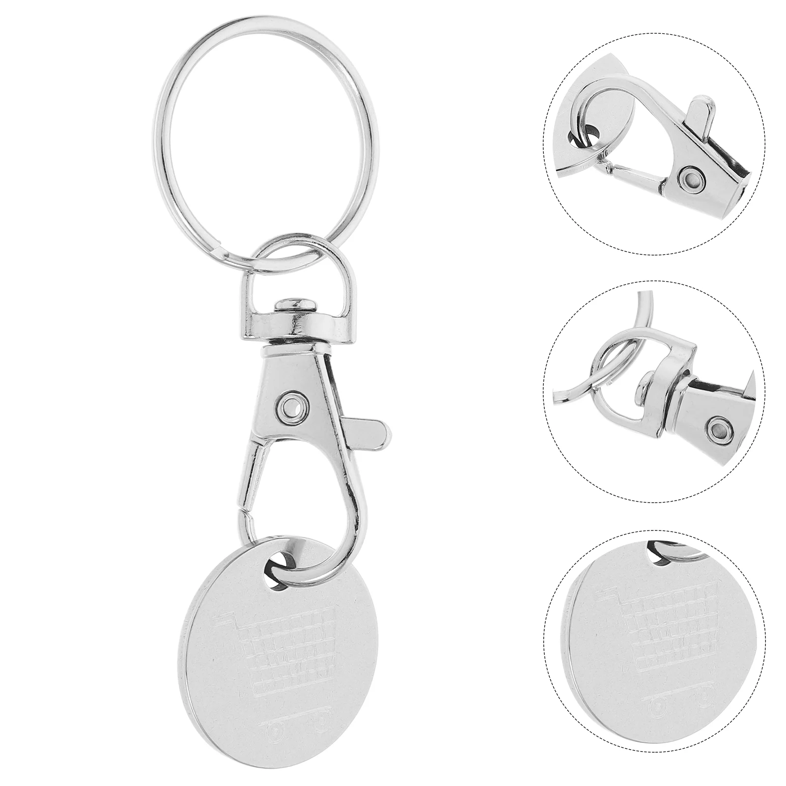 

4 Pcs Stainless Steel Keychain Shopping Cart Token Key Lightweight Grocery Trolley Unlock Keys Multifunctional