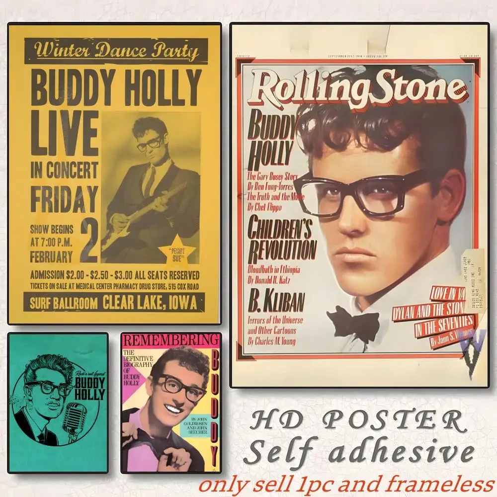 Classic Singer B-Buddy Holly Poster Gift with prints Home bedroom living room decoration promotion and display