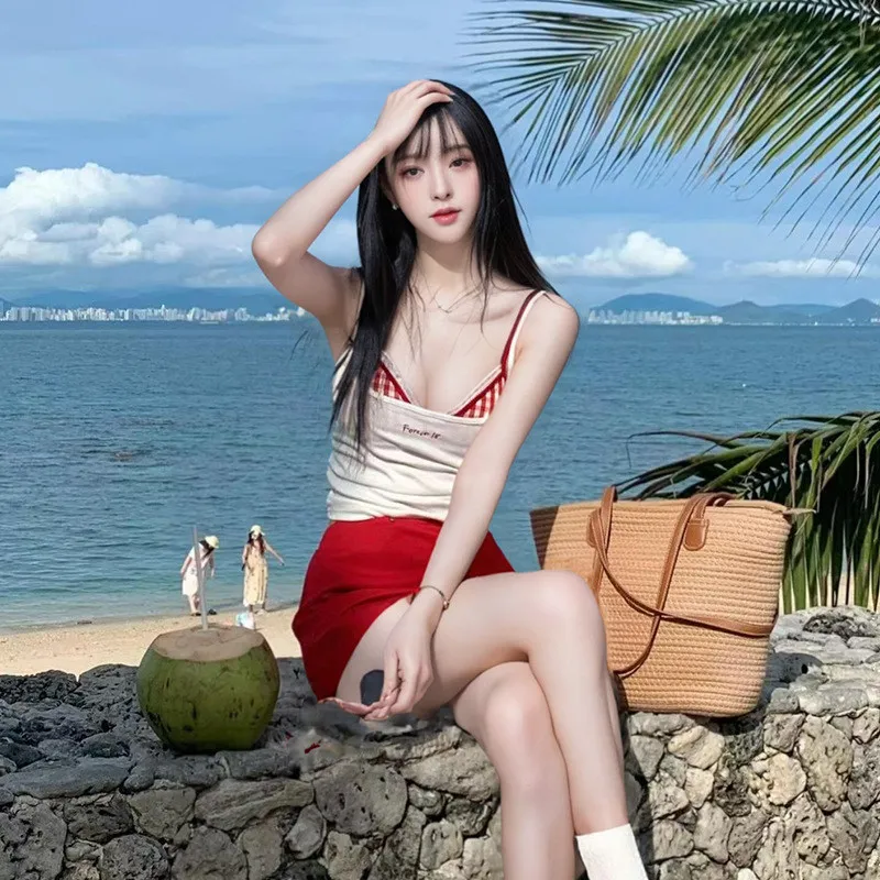 4 قطعة/المجموعة جديد 2025 الصيف شبكة مثير بيكيني المايوه مع قمم تنورة للنساء الحلو ملابس الشاطئ فستان رقيقة ثوب السباحة