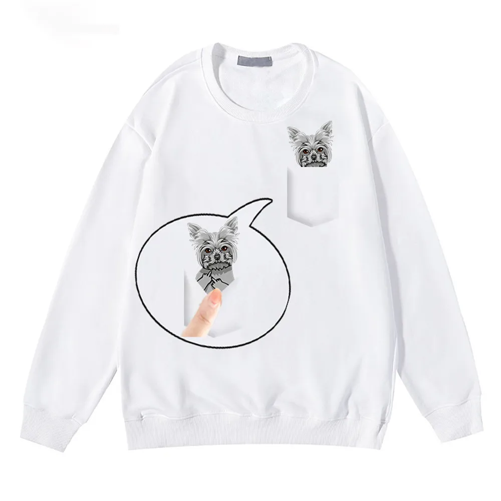 

CLOOCL Grey Yorkshire Sweatshirt Middle Finger Animal Dog Pocket Streetwear Male Female Hip Hop Tops Boy Pullovers Dropshipping